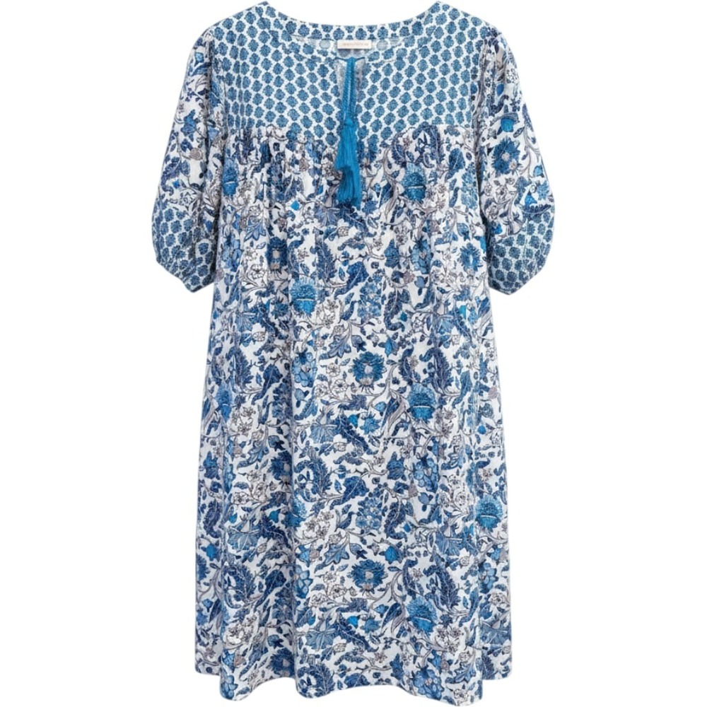 Knox Rose Floral Mini Dress Women 3X Blue Boho Floral Coastal Grandma Hippie